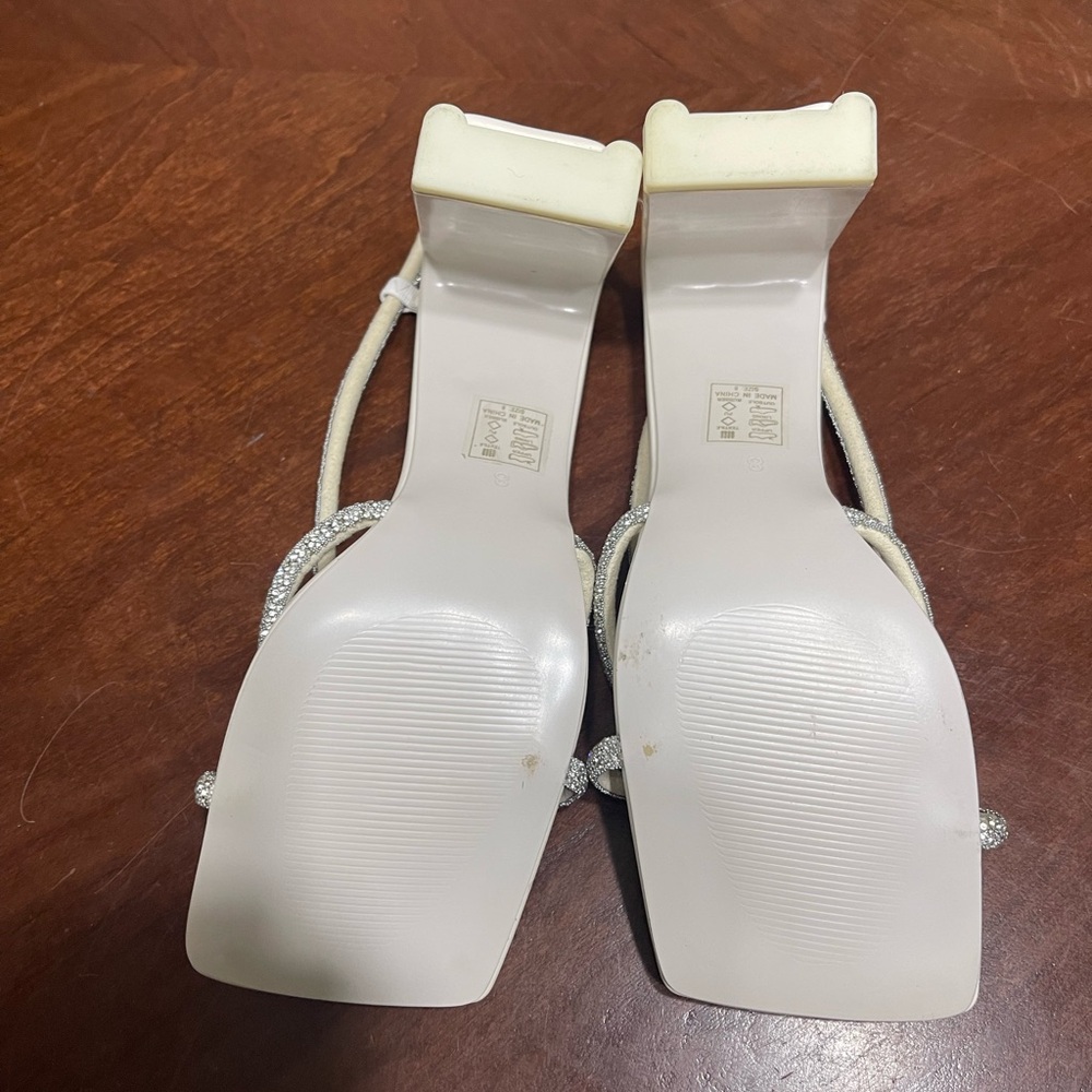 AZALEA WANG Diamond Crystal Strap Sandals Heels Square Toe - Picture 9 of 9
